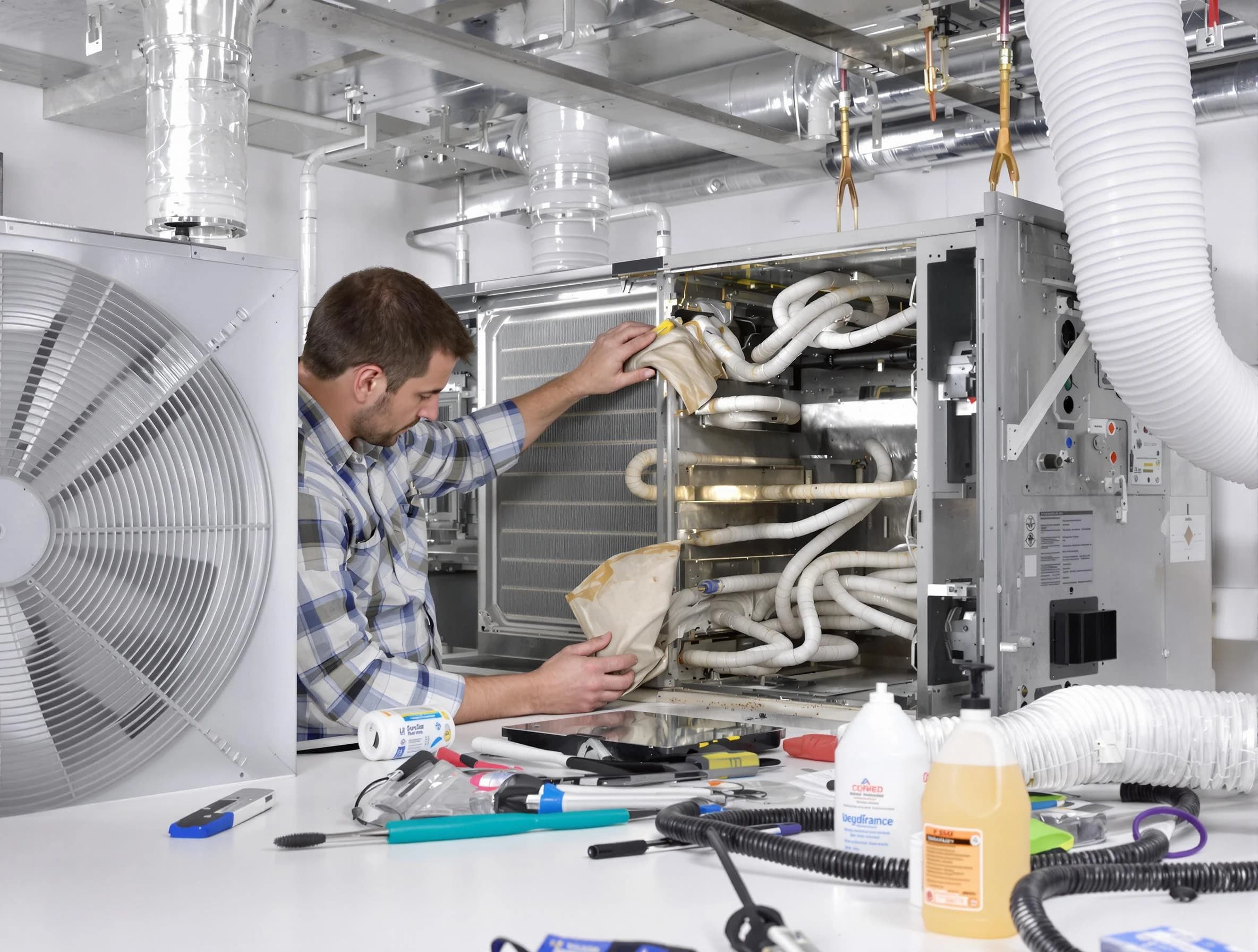 Norcross Air Duct Cleaning specialist performing precision AC coil cleaning in Norcross