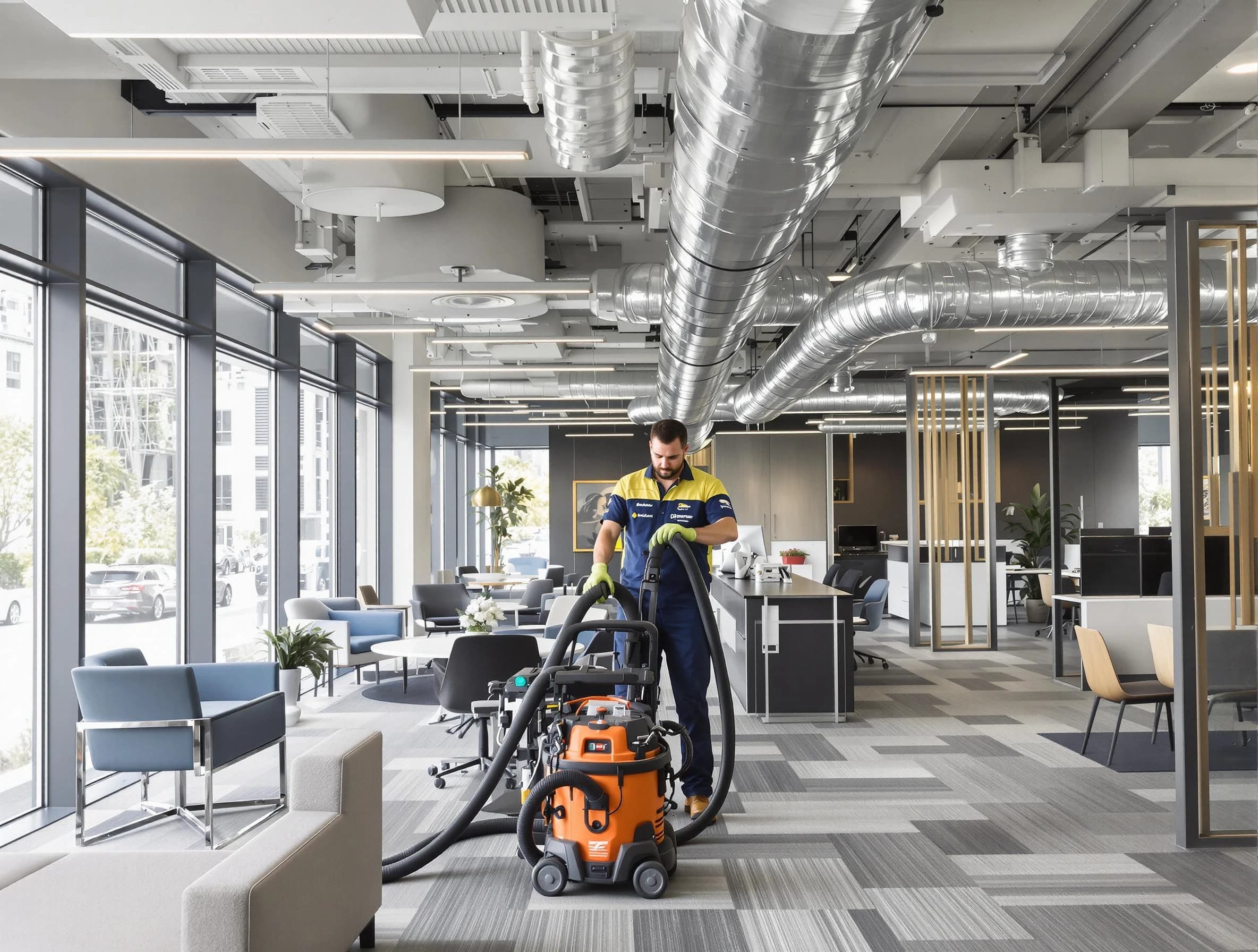 Norcross Air Duct Cleaning team performing thorough commercial duct cleaning at a Norcross business center