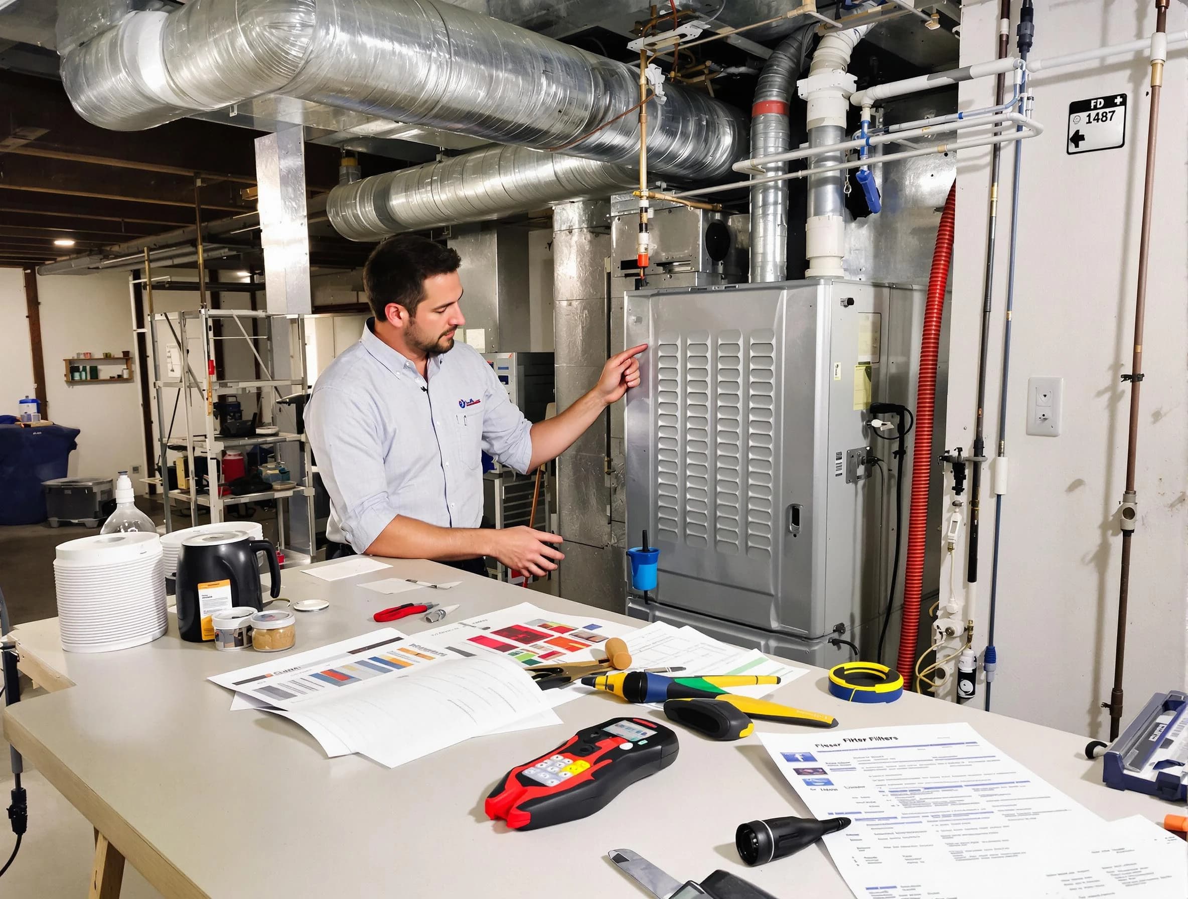 Norcross Air Duct Cleaning inspector conducting detailed filter system evaluation using professional diagnostic tools in Norcross